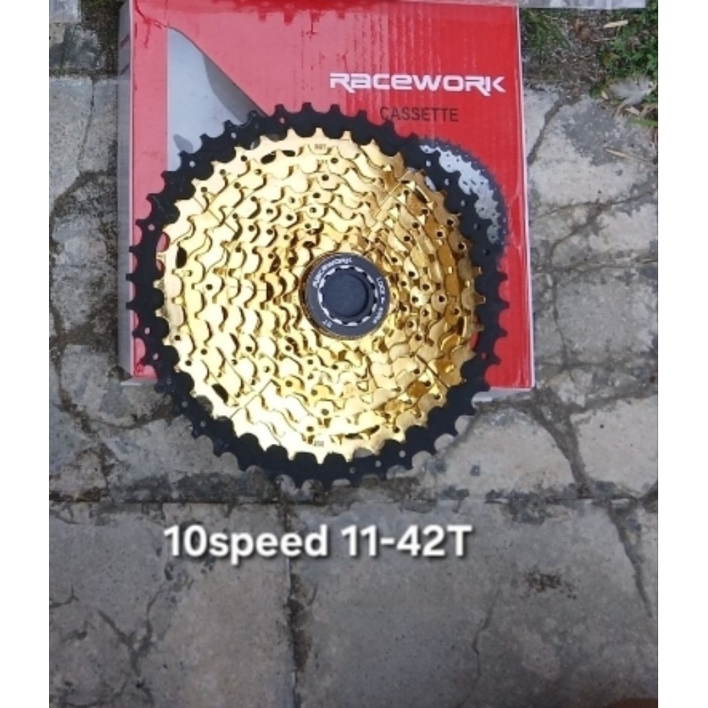 RACEWORK GOLD CASSETTE SPROCKET 10SPEED 11 42T shimano HG 10 speed