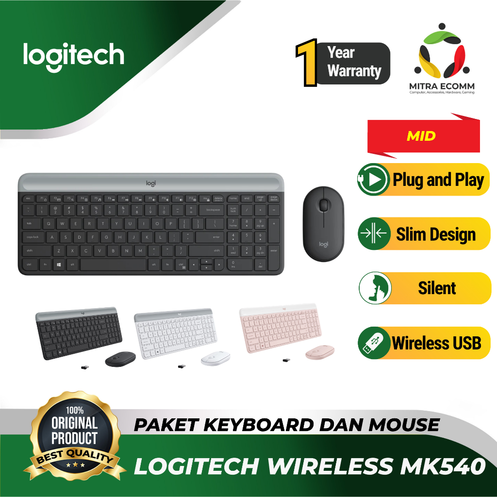 Logitech MK470 Combo Slim Keyboard Mouse Wireless Slim
