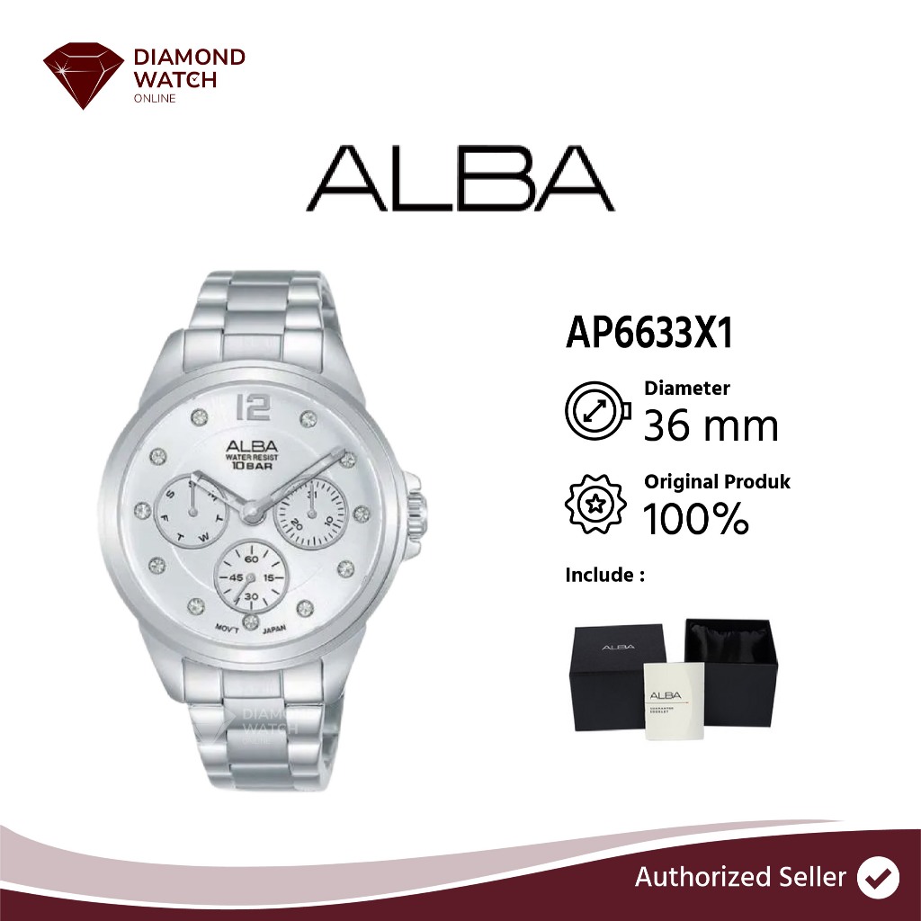 Alba Fashion AP6633X1 Ladies Silver Dial Stainless Steel Strap 36mm