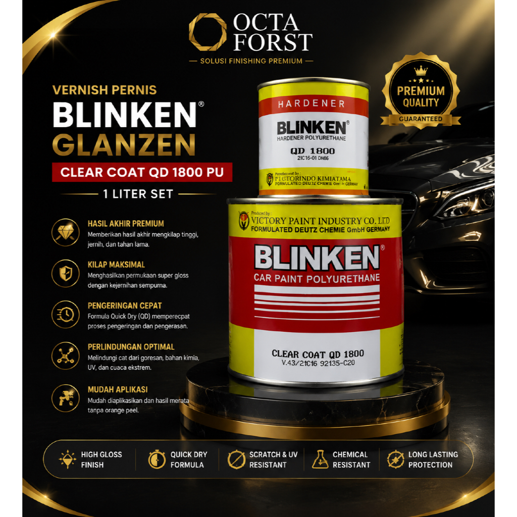 Vernish Pernis Blinken Glanzen Clear Coat QD 1800 PU 1 Liter set
