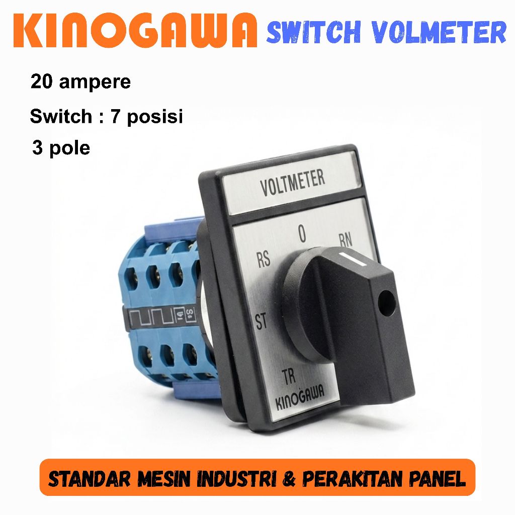 KINOGAWA Cam Switch VOLTMETER SELECTOR 7 posisi 3 pole Saklar Putar Selector Ohm Saklar Panel Mesin 