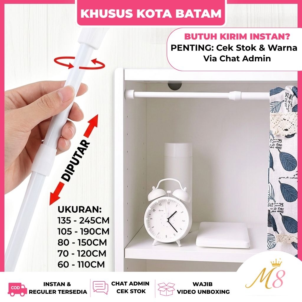 [BISA INSTAN] Tiang Gorden Kolong Murah Adjustable READY BATAM | Tiang Shower Gorden | Tiang Gantung