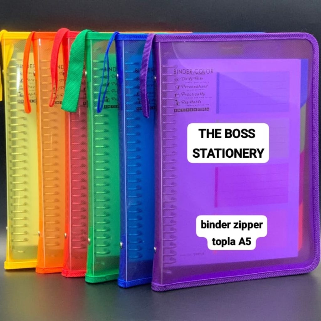 BINDER ZIPPER A5 TOPLA RANDOM / BINDER NOTE / BUKU BINDER
