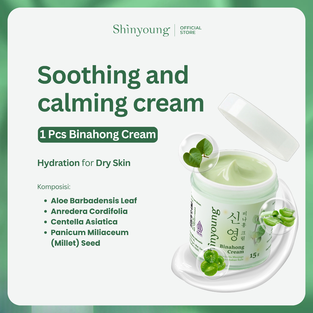 Shinyoung binahong Cream 15g - Melembabkan Kulit Kering dan Sensitif | Menenangkan Kulit Sensitif