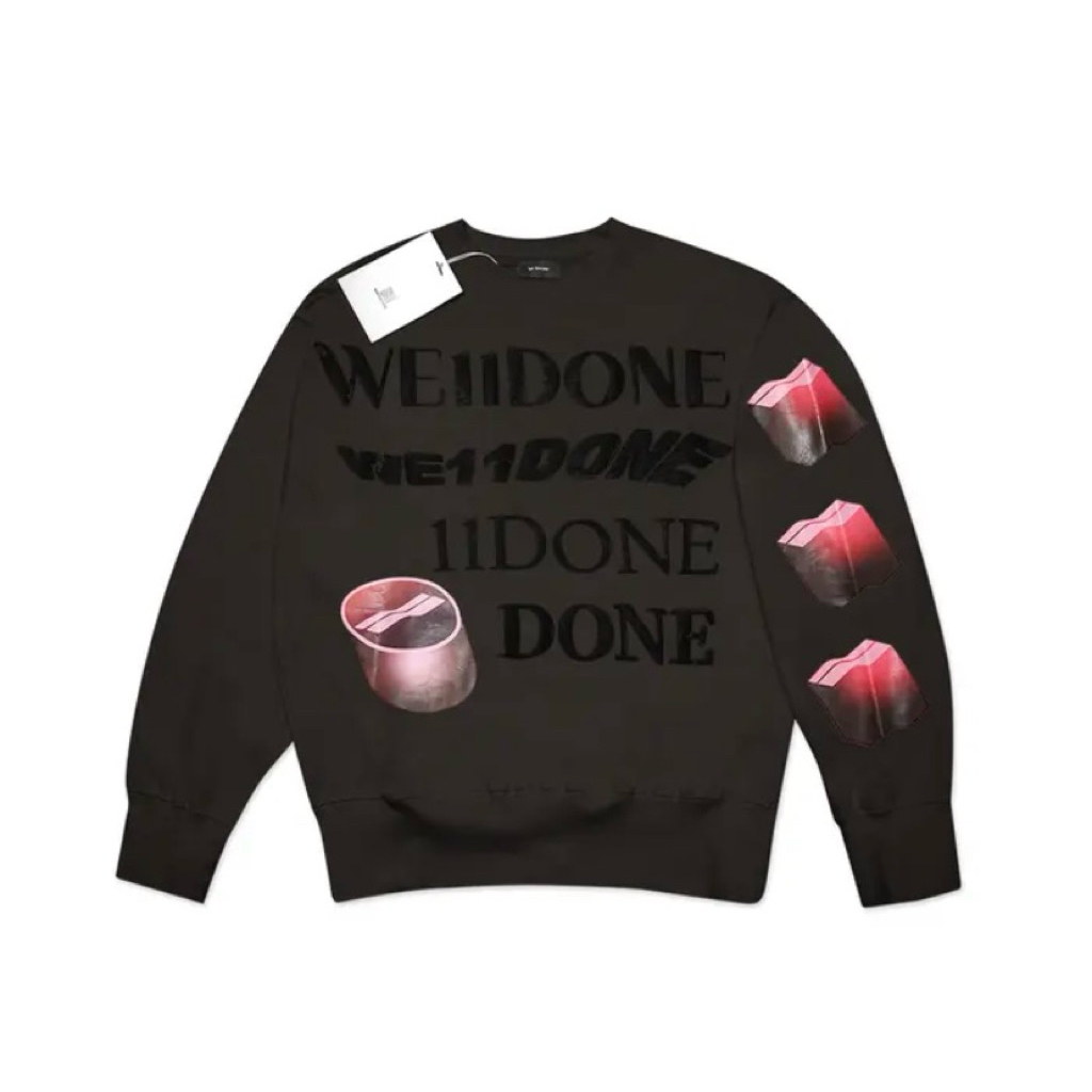 We11done Puff Logo Dark Grey Sweatshirt Crewneck