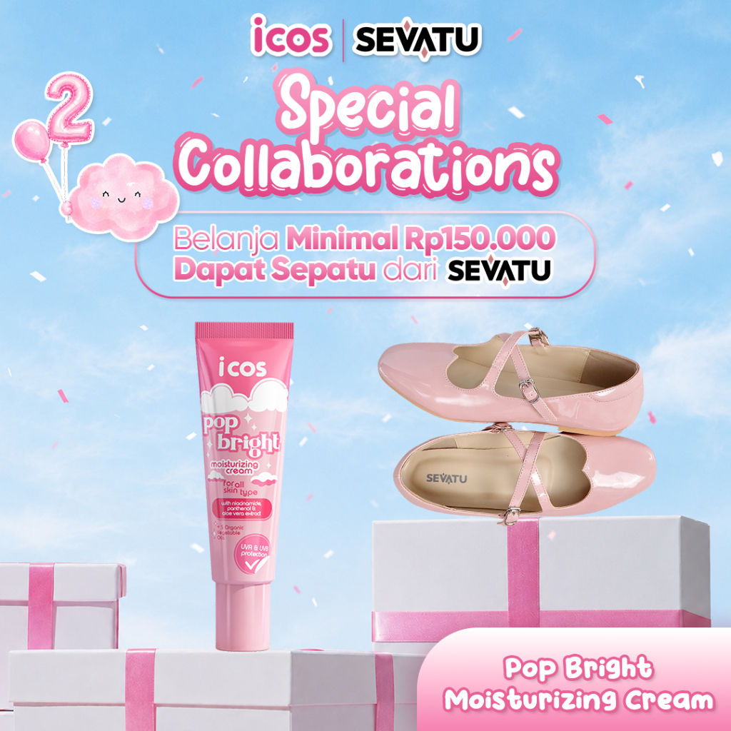 Icos Cosmetics Pop Bright Moisturizing Cream / Pelembap Wajah dengan kandungan Niacinamide, Pathenol