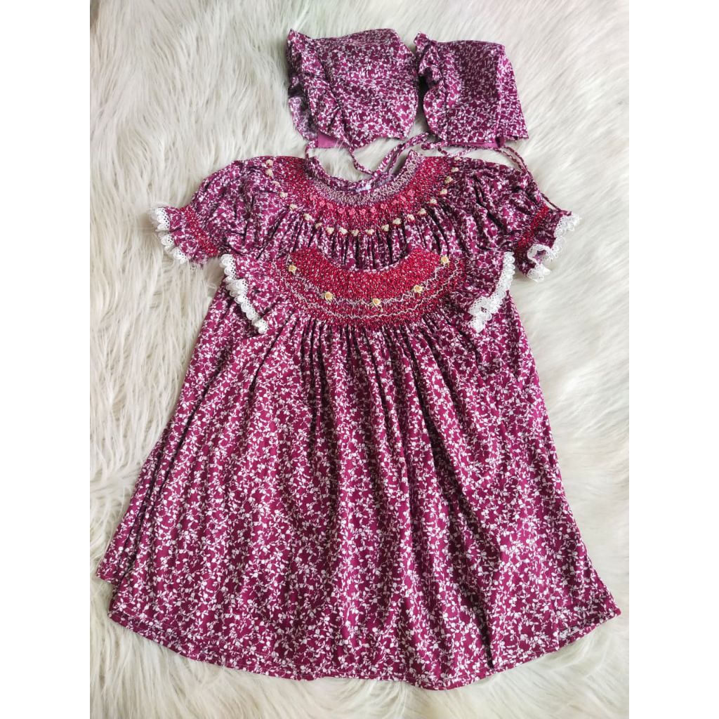 hand smock dress anak