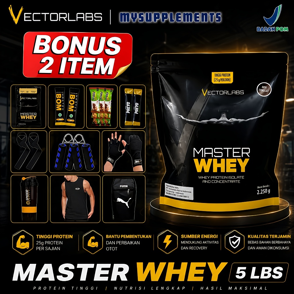 Vectorlabs Master Whey Protein 5 lbs 2,2kg Susu Whey Protein Isolate Blend Concentrate
