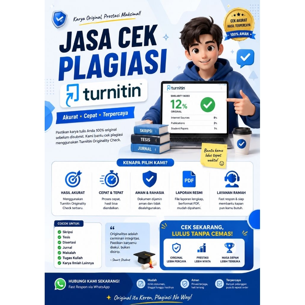 Jasa Cek Plagiarisme Turnitin No Repository, Cepat & Terpercaya