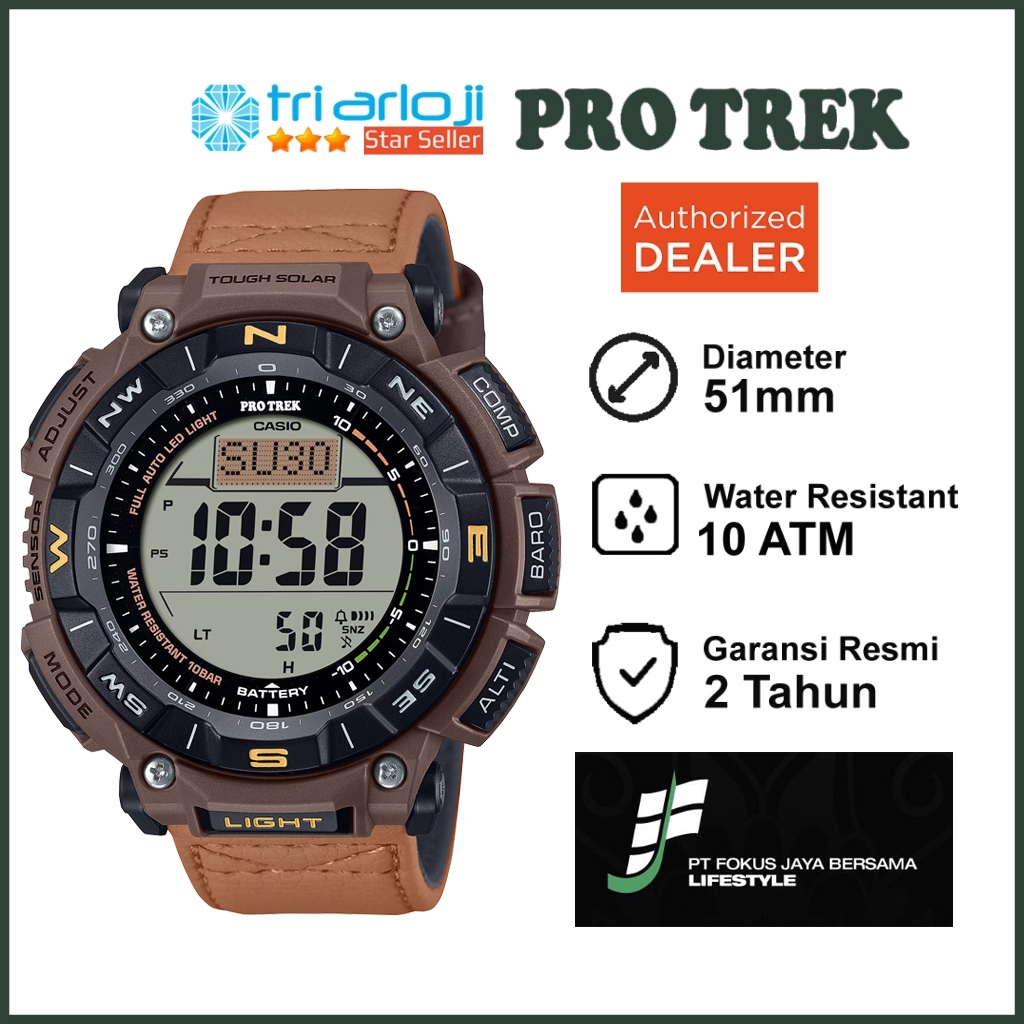 Casio PROTREK PRG-340L-5DR Jam Tangan Pria Digital Outdoor PRG340 PRG-340L-5 PRG340L