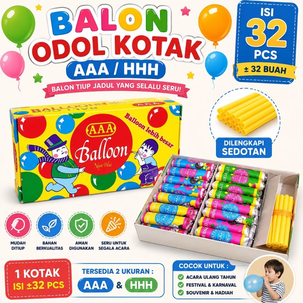 Balon tiup AAA/ balon odol kotak AAA 32PCS