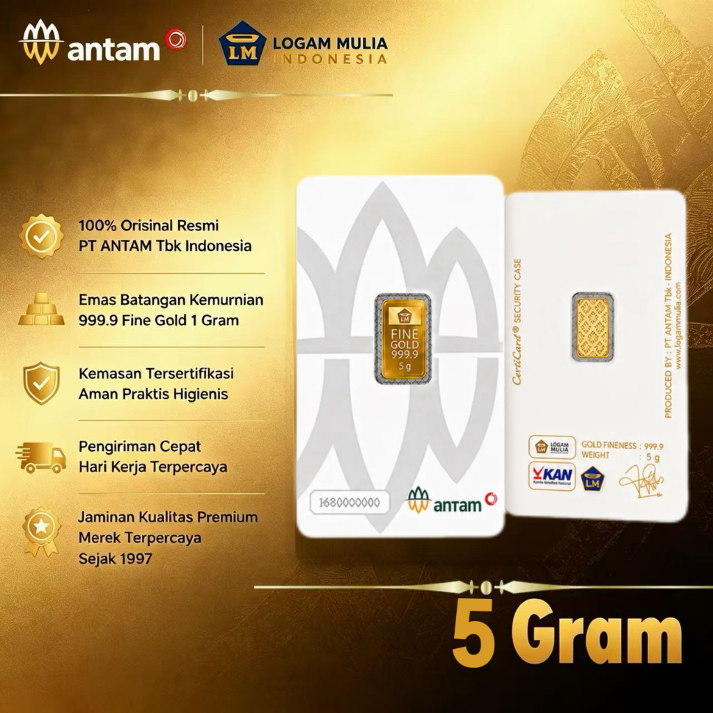 Antam Logam Mulia Emas Antam 5 Gram Emas Logam Mulia Antam5 Gram