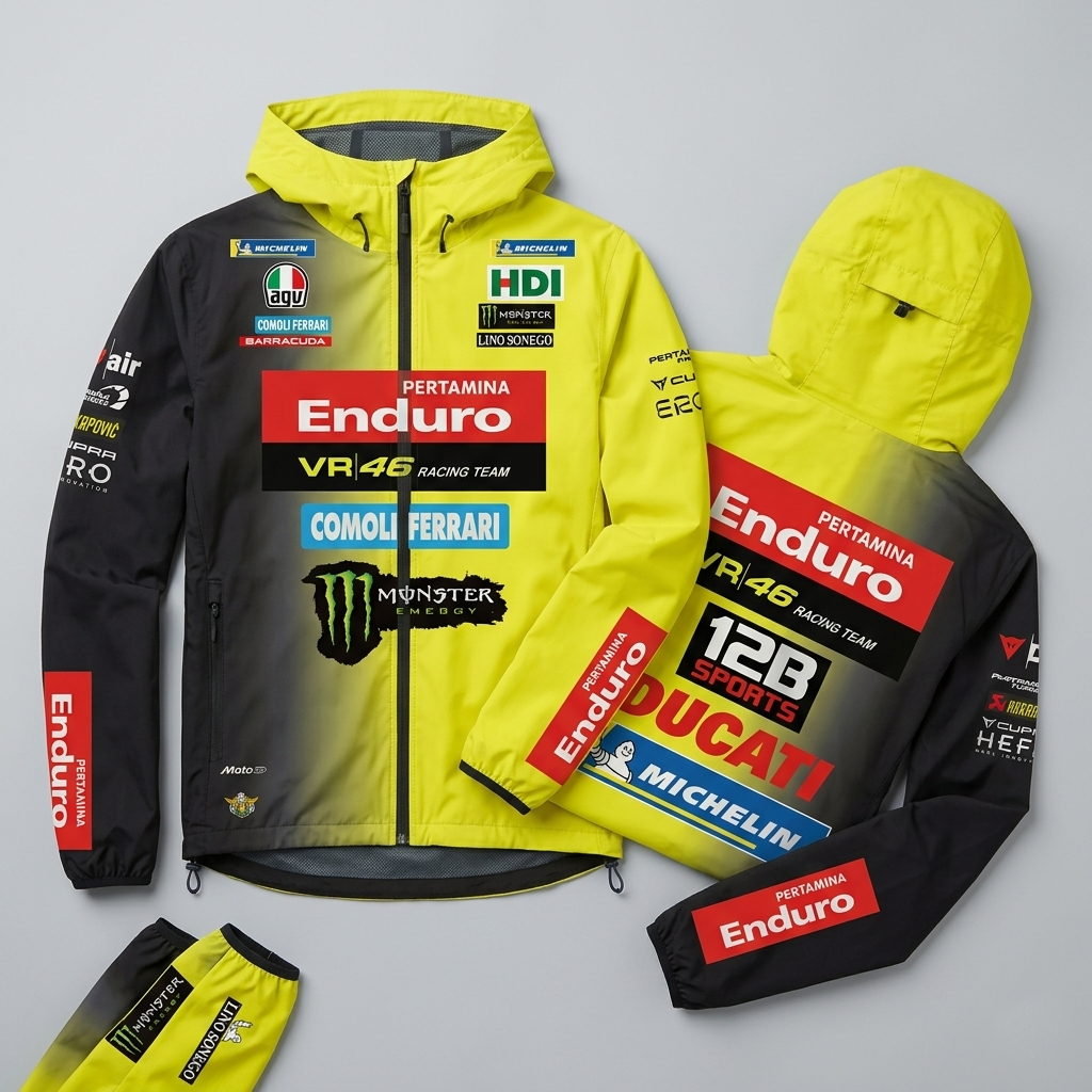 (CUSTOM NAMA DAN LOGO SPONSOR) JAKET RACING PERTAMINA ENDURO VR46