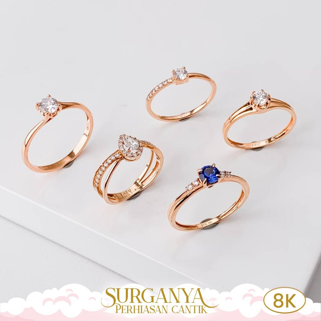 Cincin Emas Kadar 8K Model Solitaire Variasi Macan Gold