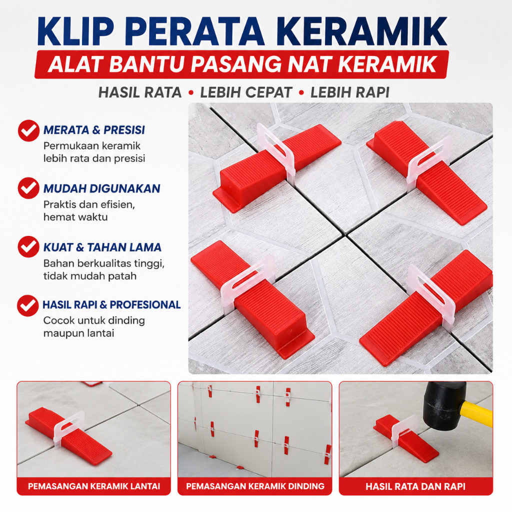 Klip alat perata pasang nat tile spacer leveling keramik/Clip Perata Keramik 1.0mm/1.5mm | Tile Leve