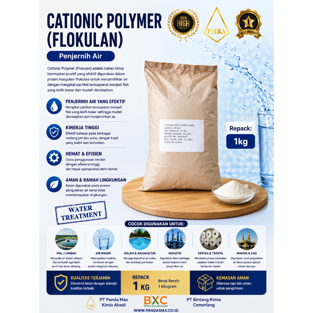 Cationic Polymer / Polimer Kationik / Flokulan / Repack 1kg