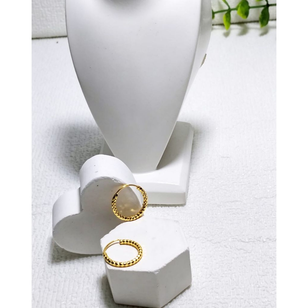 ANTING TITANIUM ANAK MOTIP LINGKARAN UKIR