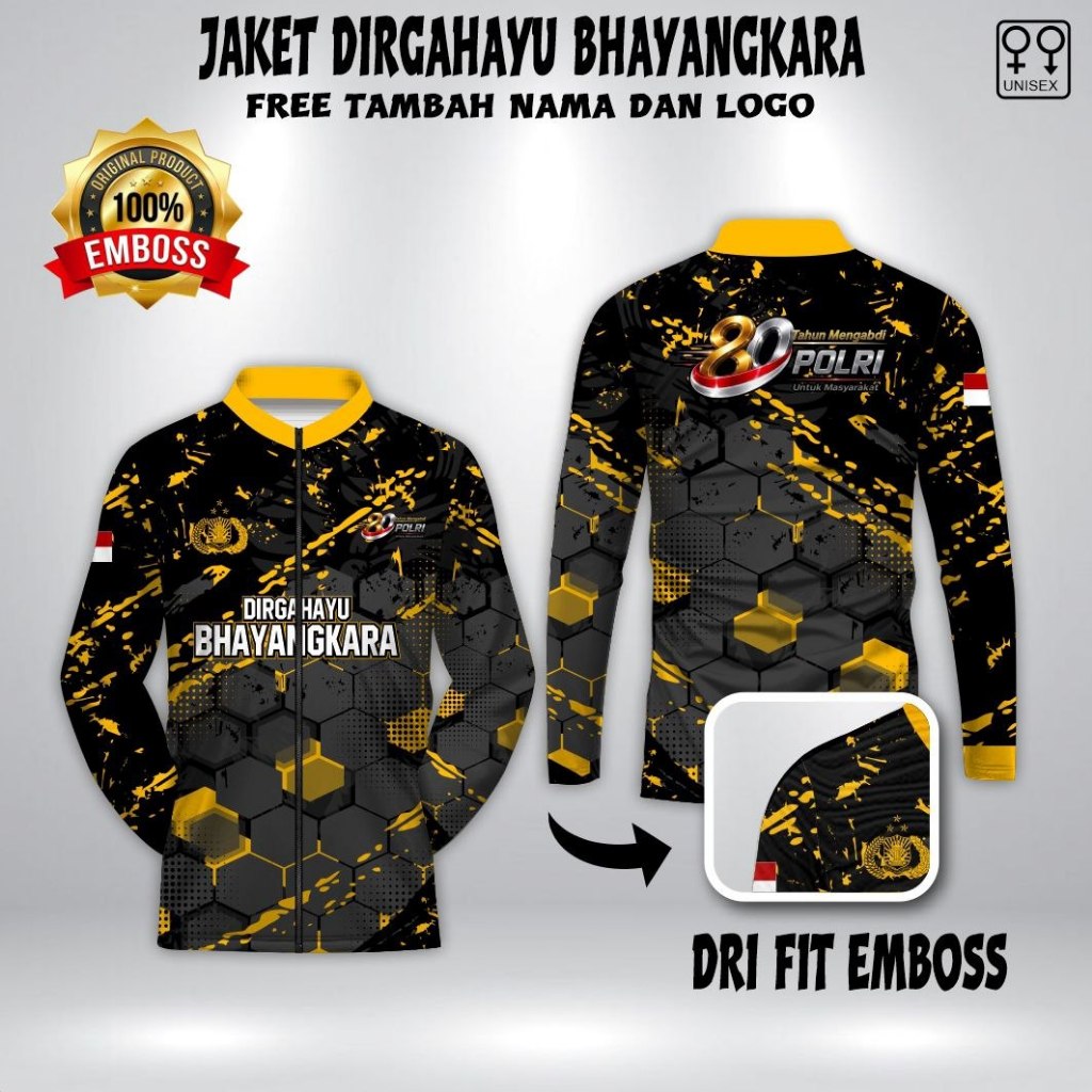 Jaket tracktop Baju Bhayangkara ke 80 2026 jersey polri indonesia bahan emboss