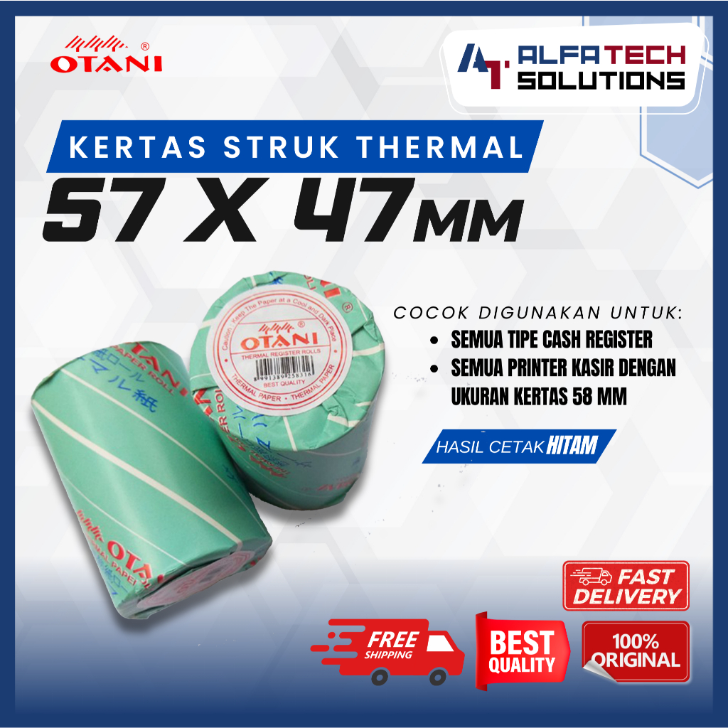 Otani Thermal Paper | Kertas Struk Thermal Ukuran 57 x 47 mm | Coreless EDC BRI BNI Mandiri Printer 