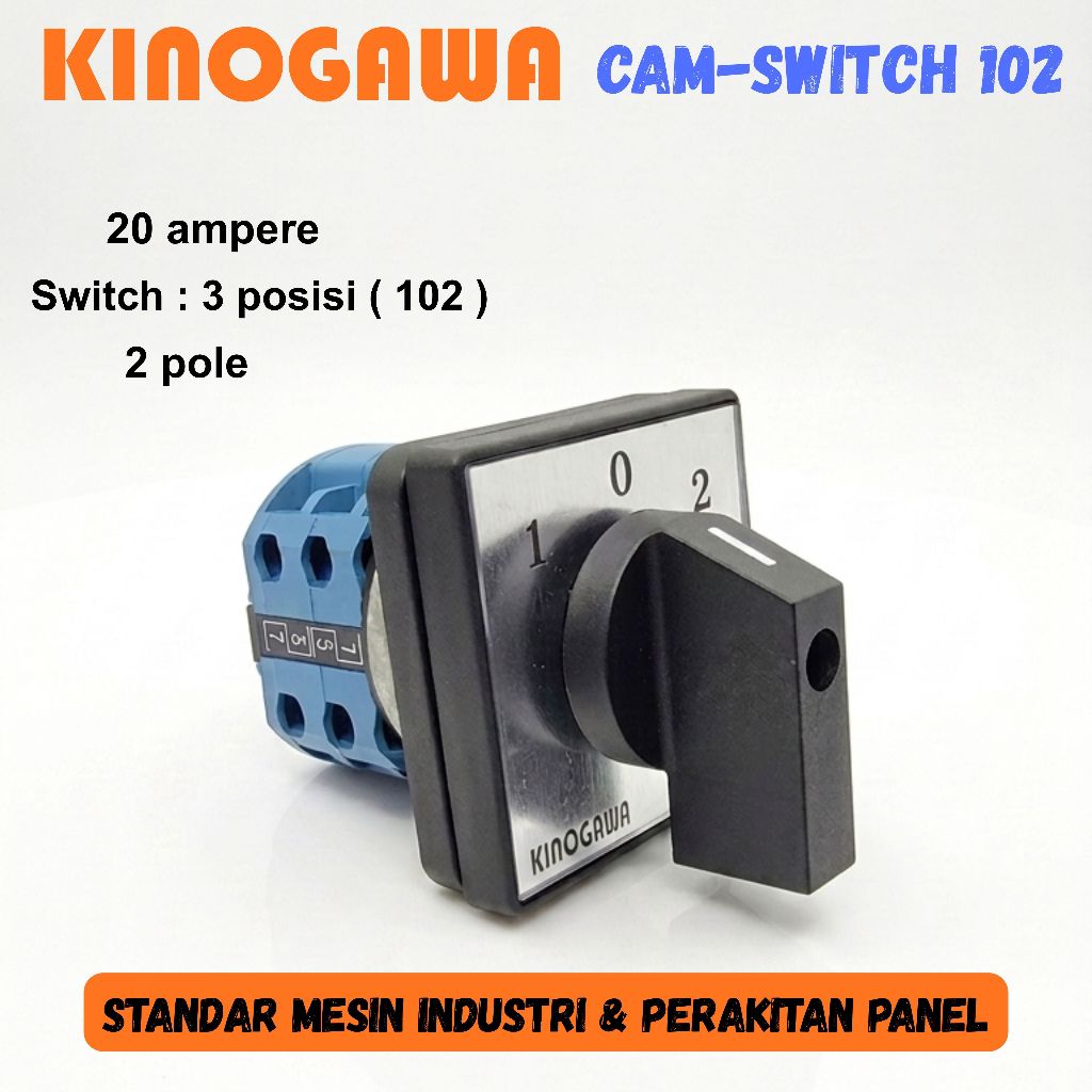 KINOGAWA Switch Selector CAM SWITCH 102 2P Saklar Putar Selector Ohm Saklar Panel Mesin Otomatis Sak