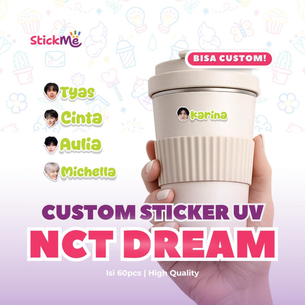 Stickme (BISA CUSTOM) Sticker Label Nama Custom UV DTF 60pcs Karakter Idol Kpop NCT DREAMS Sticker P