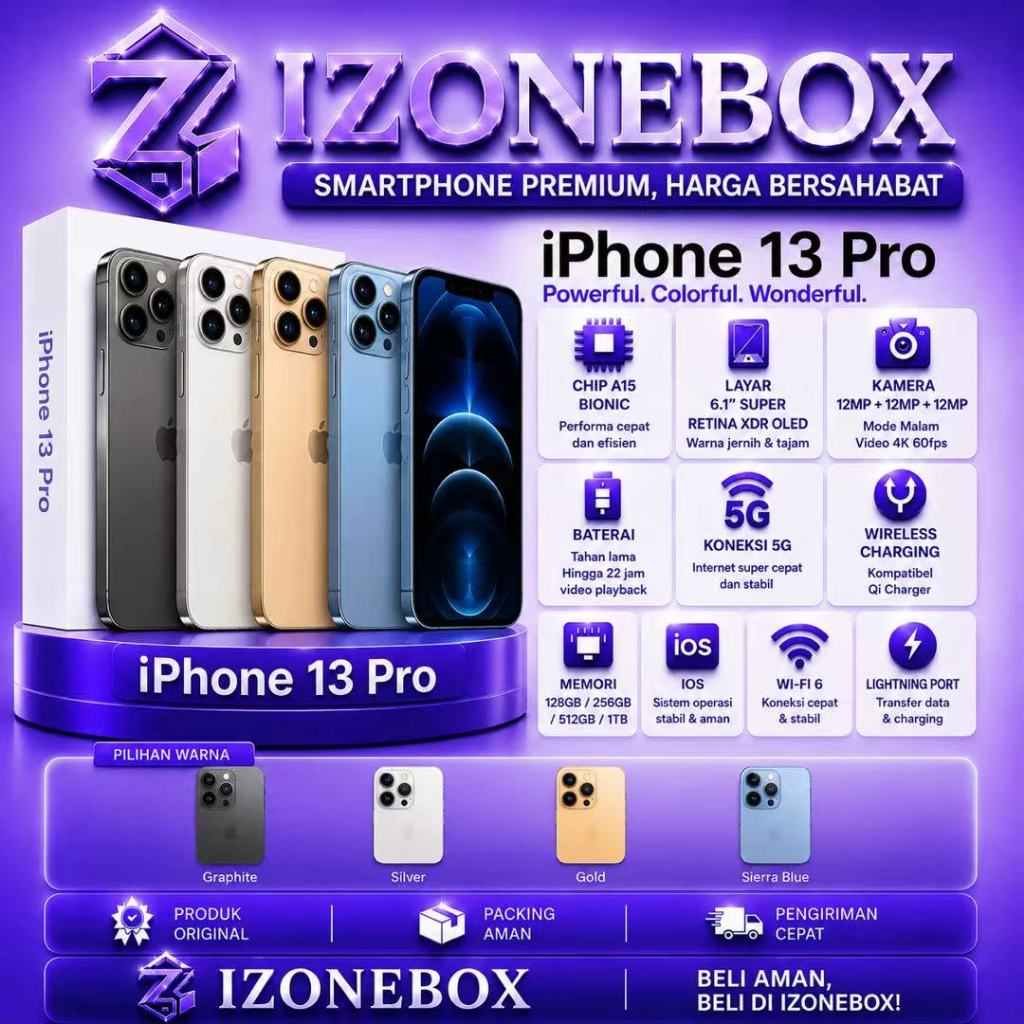 IP 13 Pro Second inter 128GB/256GB Original Bergaransi