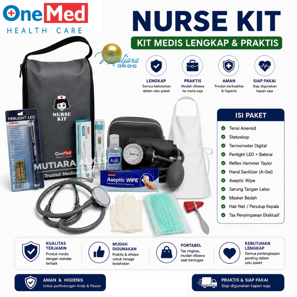 ONEMED Nurse Kit Lengkap Tas Suster GC Peralatan Medis Praktik Mahasiswa Keperawatan - MUTIARA ALKES