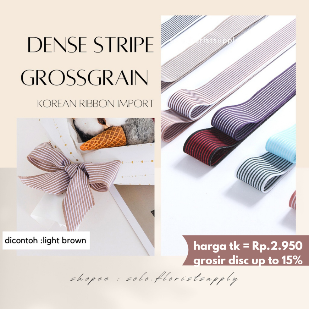 1M PITA GROSSGRAIN DENSE STRIPE  KOREAN RIBBON MOTIF GARIS TENGAH LEBAR 2.6CM PREMIUM PITA KADO GIFT