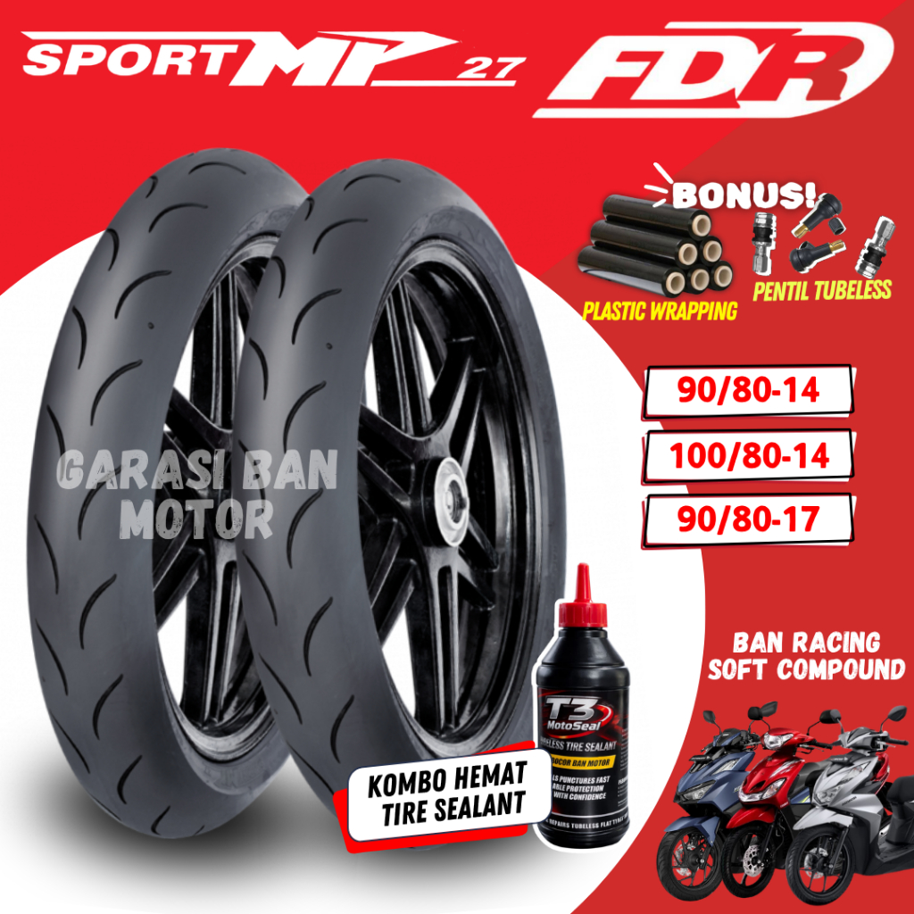 (READY STOCK COD) BAN FDR SPORT MP27 / BAN FDR SOFT COMPOUND MP27 ( 90/80-14 / 100/80-14 / 90/80-17 