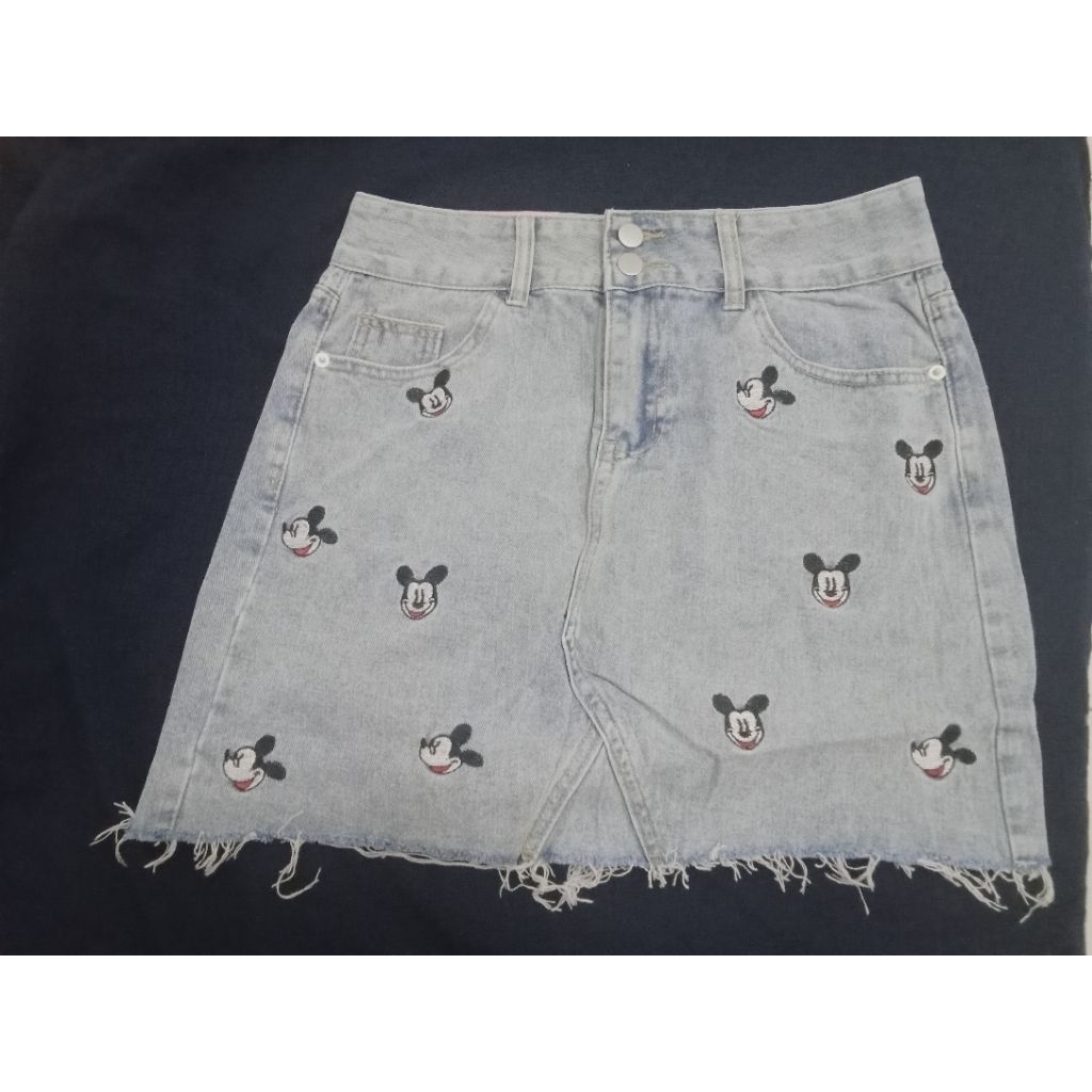 rok jeans mickey/rok jeans import/baju wanita import/skirt import/mickey import