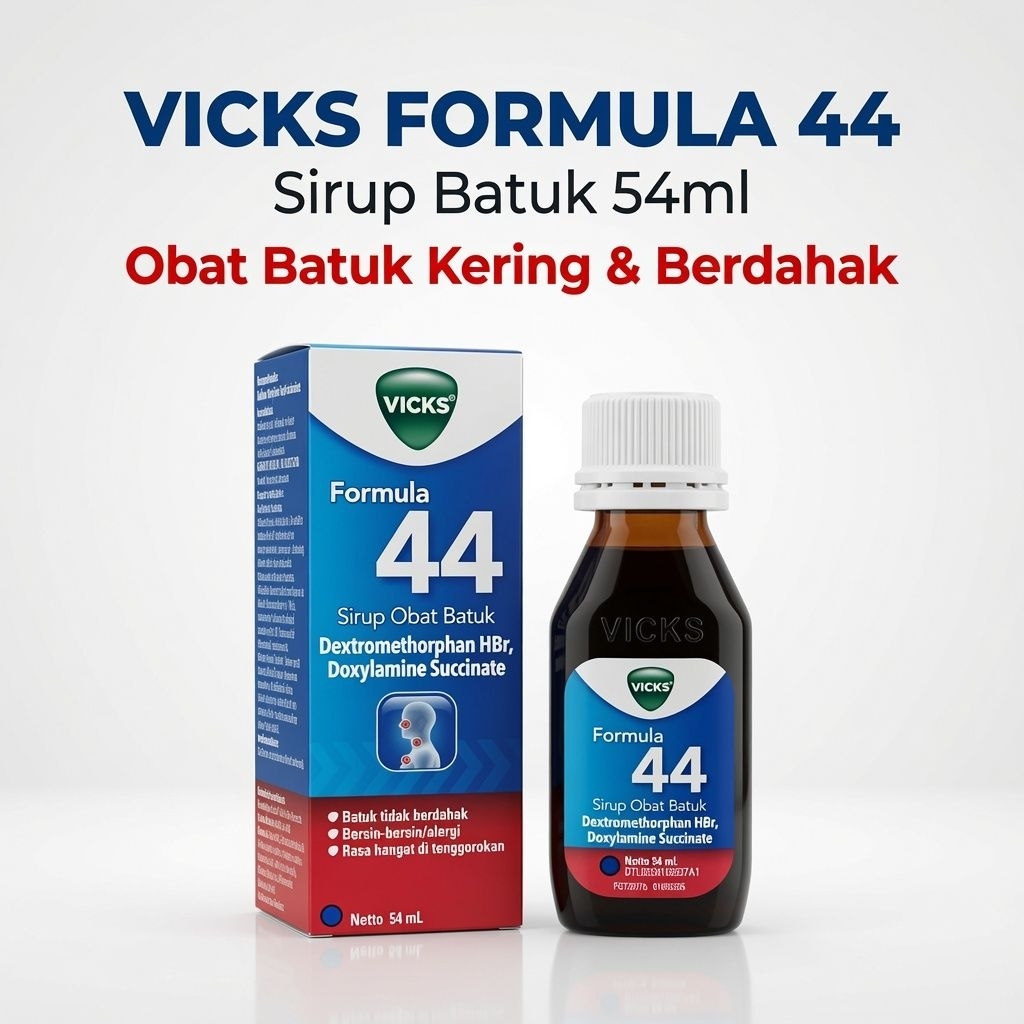 VICKS FORMULA 44 Sirup Batuk 54ml - Obat Batuk Kering Berdahak Pilek