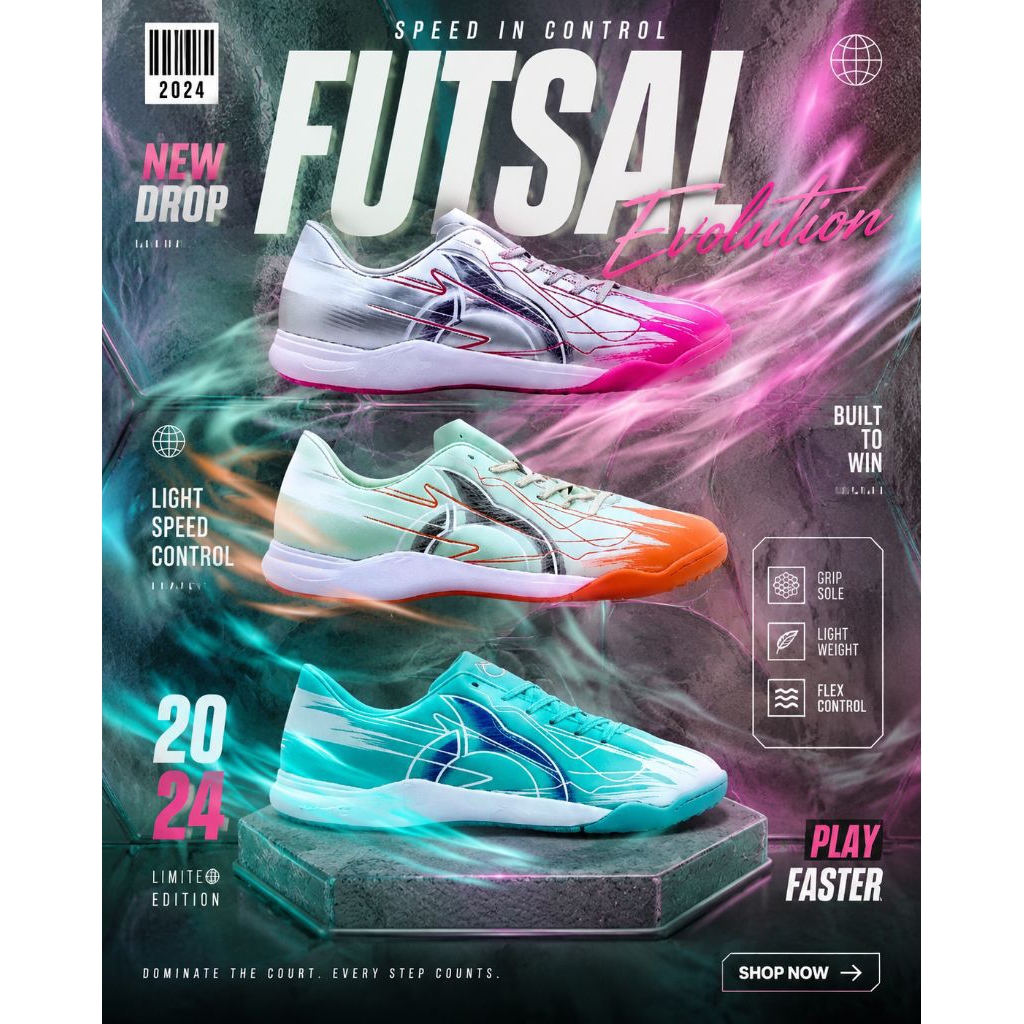 Sepatu Futsal Ortuseight Catalyst Legion V5 IN - Desain Stylish, Sol Karet Tahan Lama, Kualitas Orig