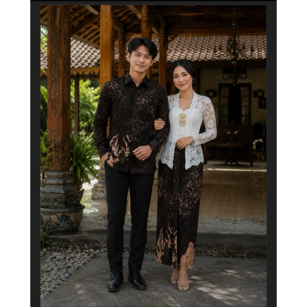 JATAYU Couple Rok dan Kemeja batik Mahogani burgundy bahan katun premium