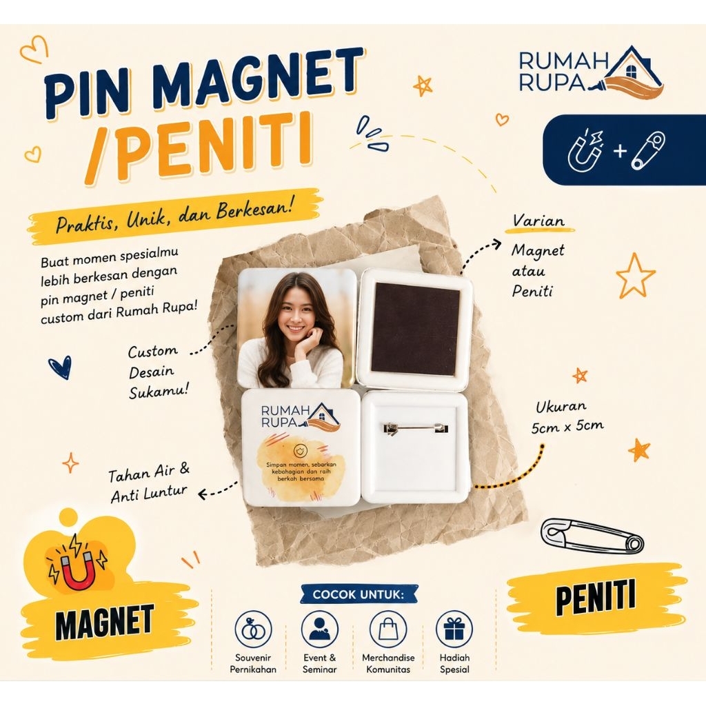 FOTO MAGNET CUSTOM/PIN MAGNET/PIN PENITI CUSTOM