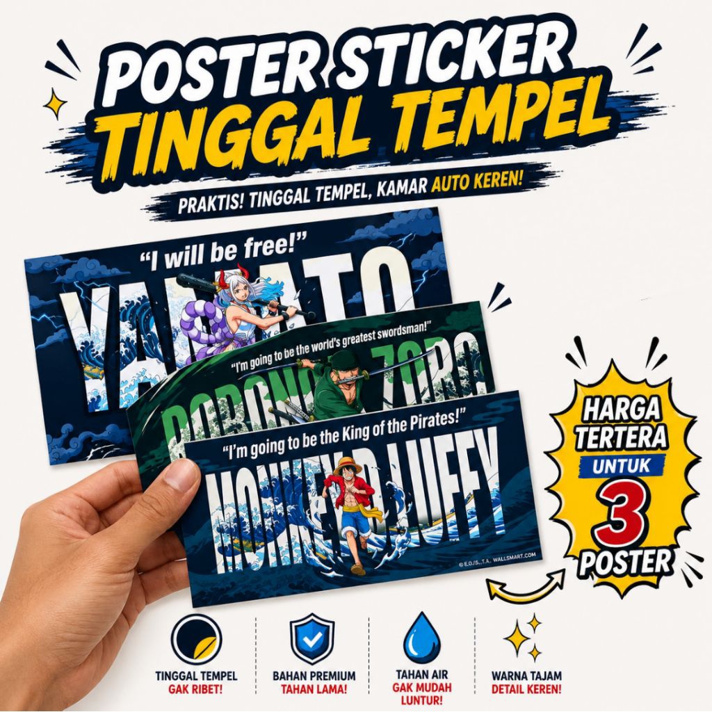 Poster sticker One Piece 1 set isi 3