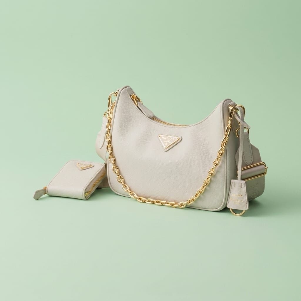 Tas WANITA Brand PRADA Kulit Saffiano Edisi Ulang 2005 Warna Putih Kapur 100% ORIGINAL