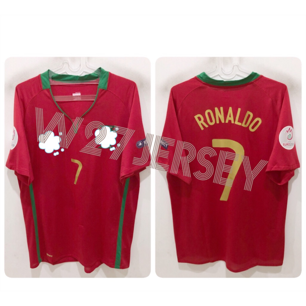 JERSEY RETRO - PORTUGAL HOME 2008 name player Ronaldo + Patch Euro 2008