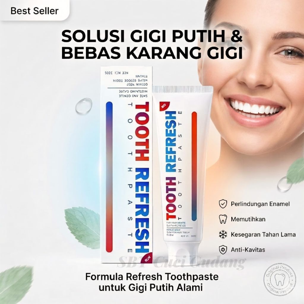 [BEST SELLER] Tooth Refresh Toothpaste 50gr - Pasta Gigi Pemutih & Pembersih Karang Gigi Rasa Mint A