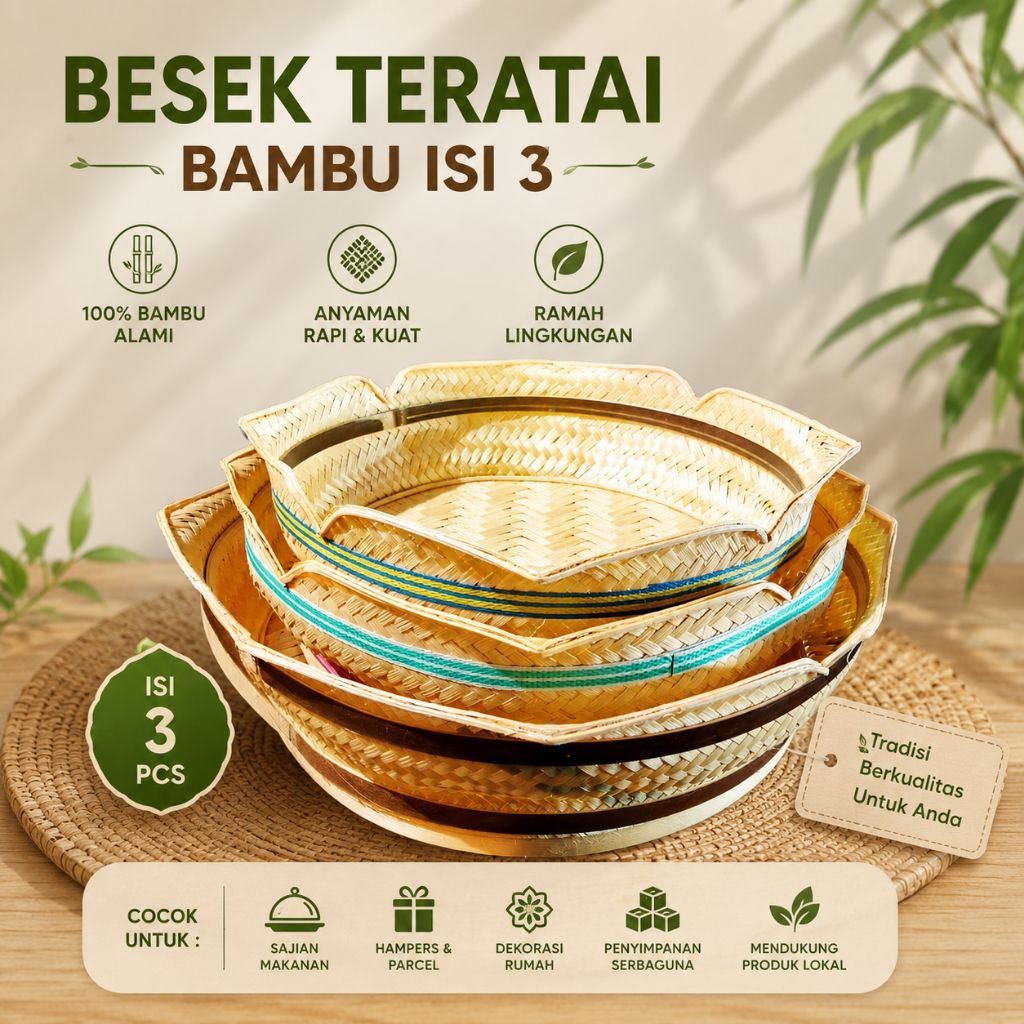 besek teratai bambu - hampers teratai - keranjang teratai - besek bambu bulat