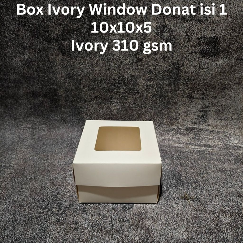 Box Kotak Dus Ivory Putih window untuk Donat Kue Cookies Dimsum isi 1 ukuran 10x10x5 Laminasi Tebal