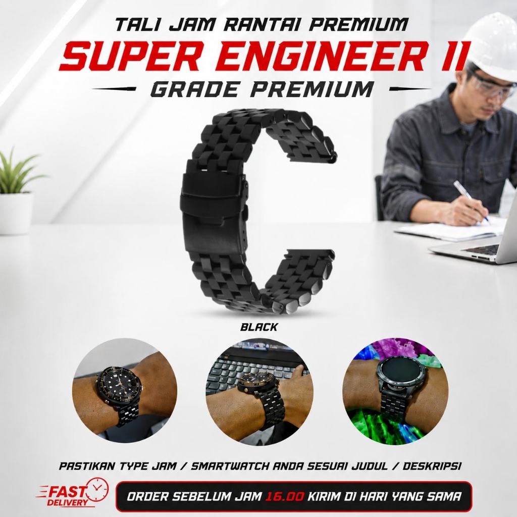 Tali Strap Rantai Jam Tangan TAG Heuer - Stainless Steel Super Engineer II 20mm SE2