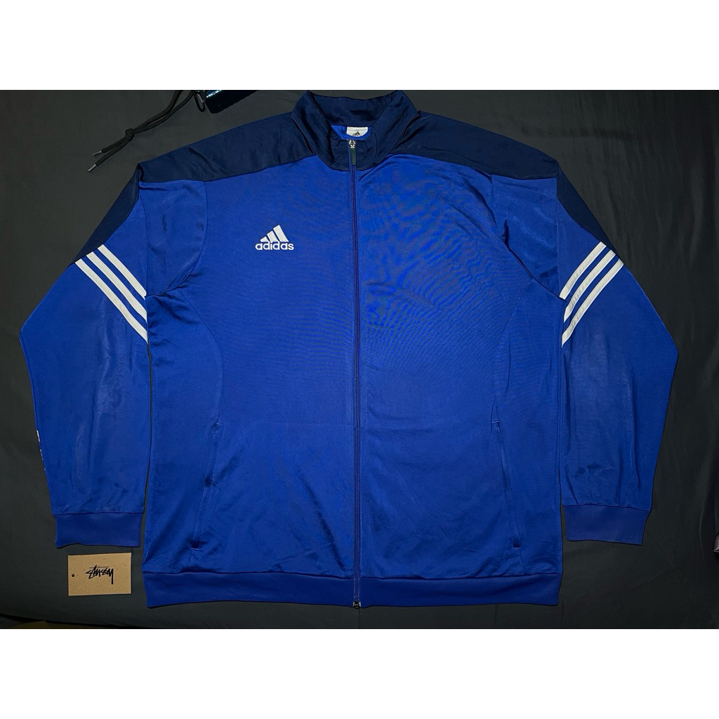 Adidas Mens Track Top Jacket Blue White Stripes Training