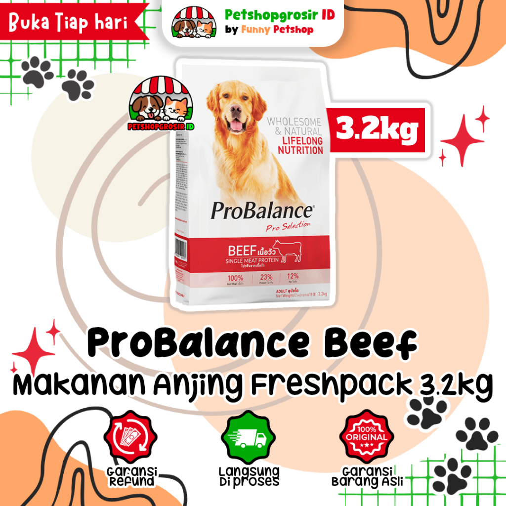 Probalance Adult BEEF 3.2kg - Makanan Anjing Premium Pro Balance