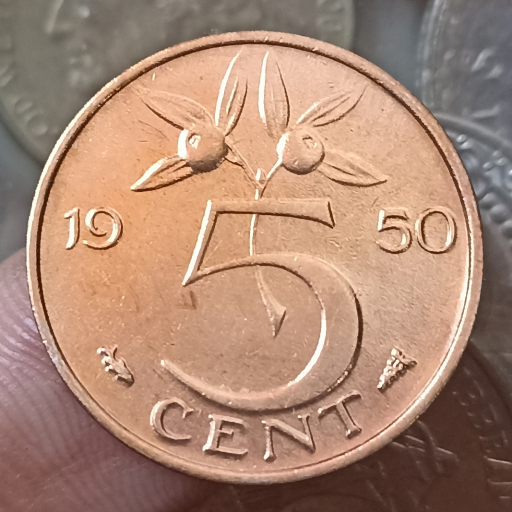Koin Kuno Belanda / Netherlands 5 Cents - Juliana 1950