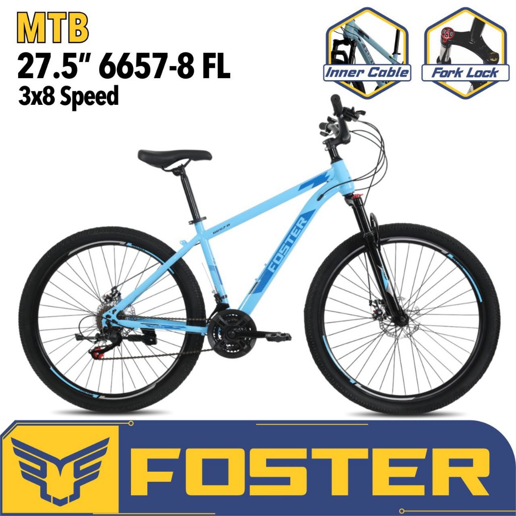 Sepeda Gunung MTB 26 27.5 Inch FOSTER 6657-8 FL Fork Lock / EVERGREEN BLAZE 685 / FORWARD FWD