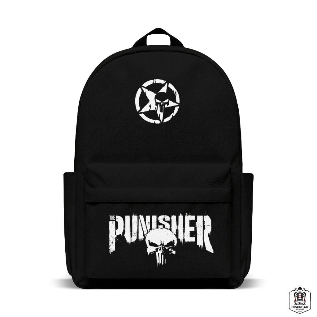 Ransel hitam backpack model Jansport motif PUNISHER
