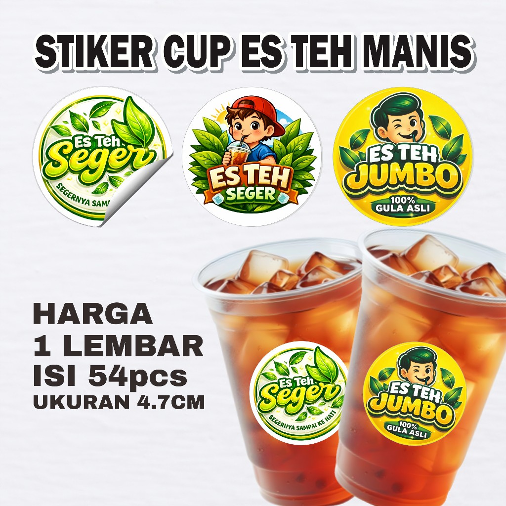CETAK STIKER ES TEH | STIKER ES TEH | CETAK STIKER ES TEH CUSTOM | CETAK STIKER CUP ES TEH
