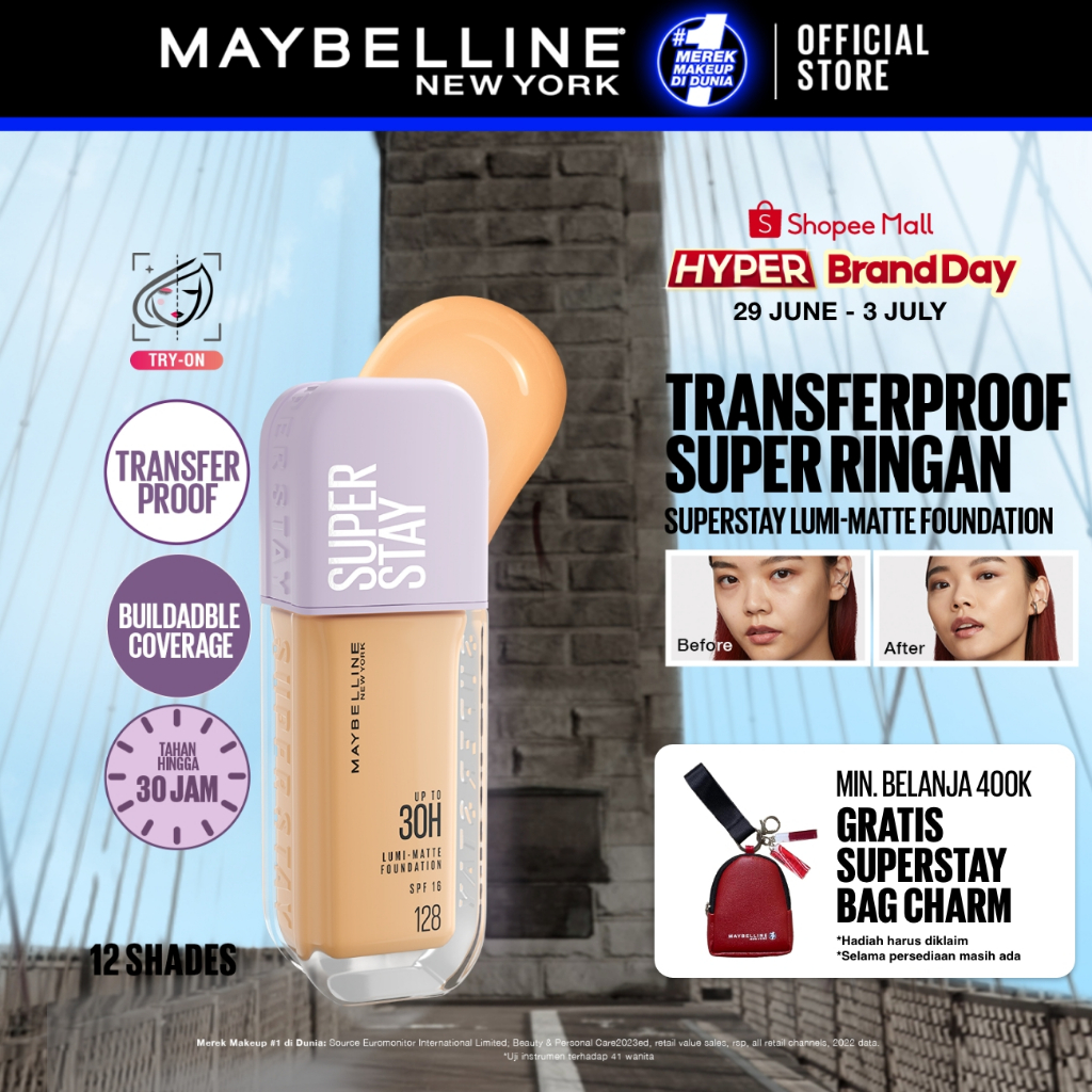 Maybelline Superstay Lumi Matte Liquid Foundation 35 mL – Buildable coverage transferproof ringan ma