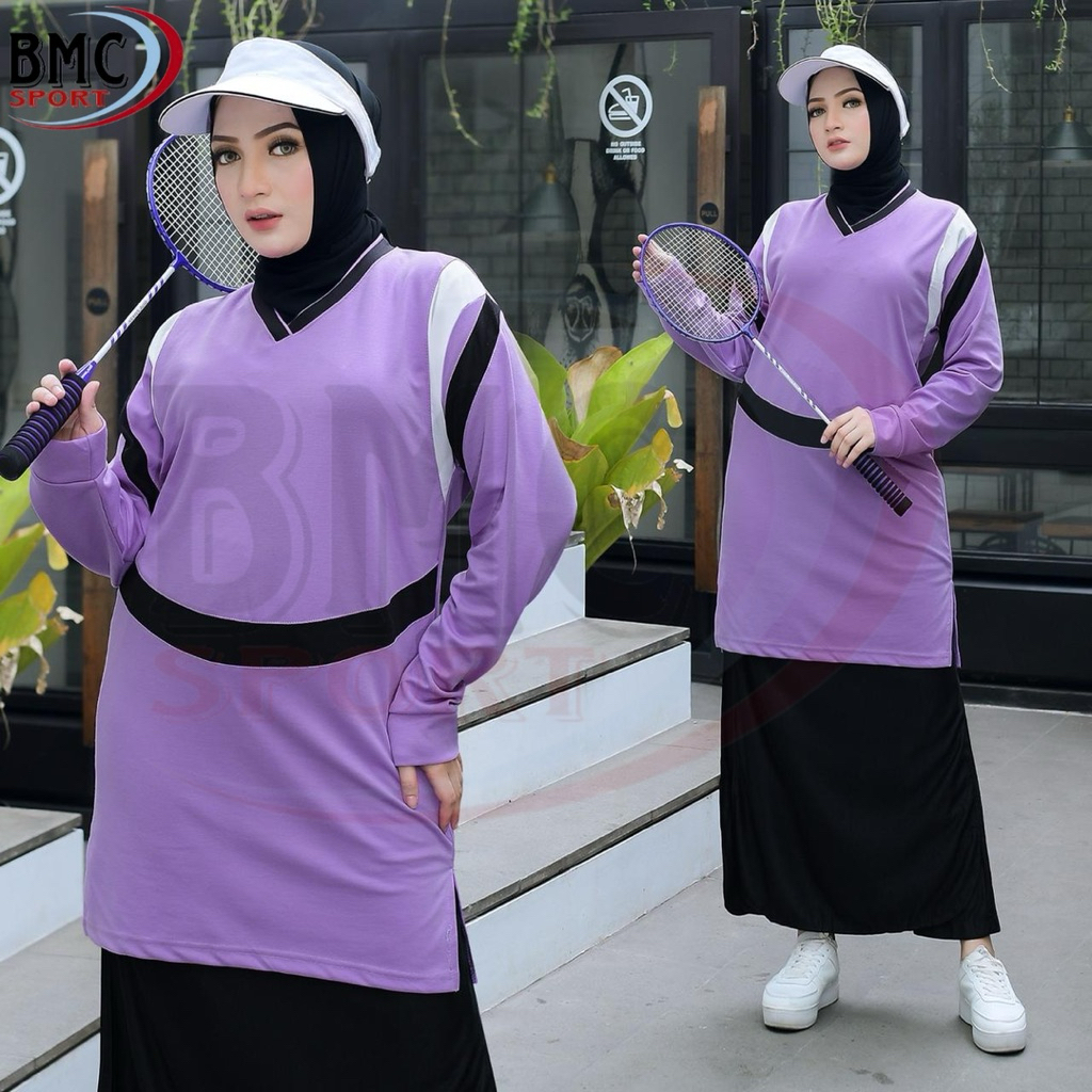 Setelan olahraga wanita muslimah tunik dengan Rok Celana / setelan tunik model terbaru Rok celana