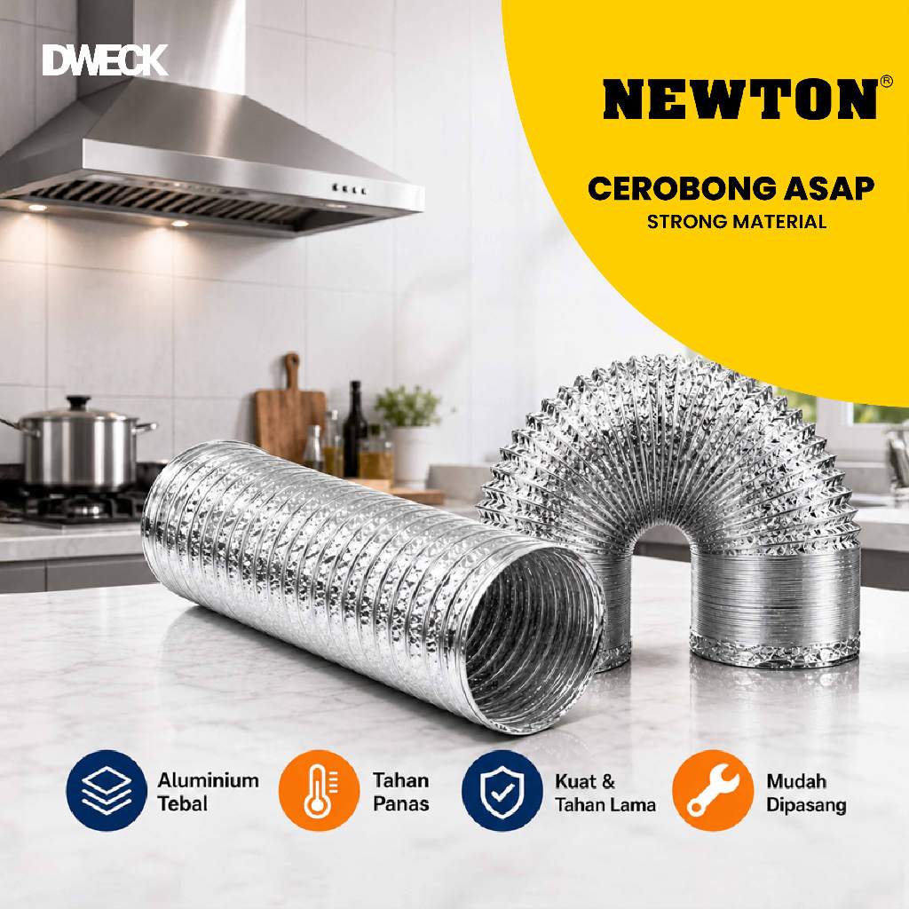 Pipa Exhaust Alumunium 4/5/6 inch Cerobong Asap Flexible PROFLEX Dapur Mesin Pengering Laundry Penye